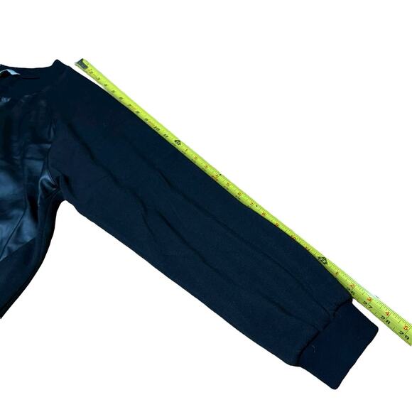 Evereve Faux Leather Women's Sweatshirt Black Large Gothic Metal Witchy Goth - Picture 9 of 10